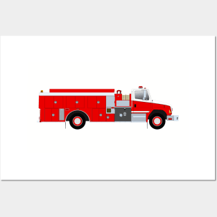 Red Fire Truck Tanker Posters and Art